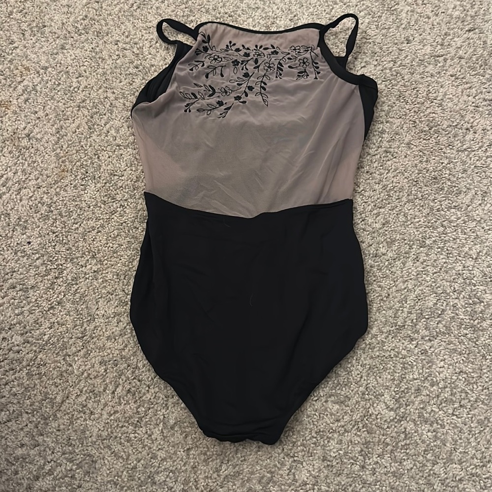 Floral Pattern Black Leotard
